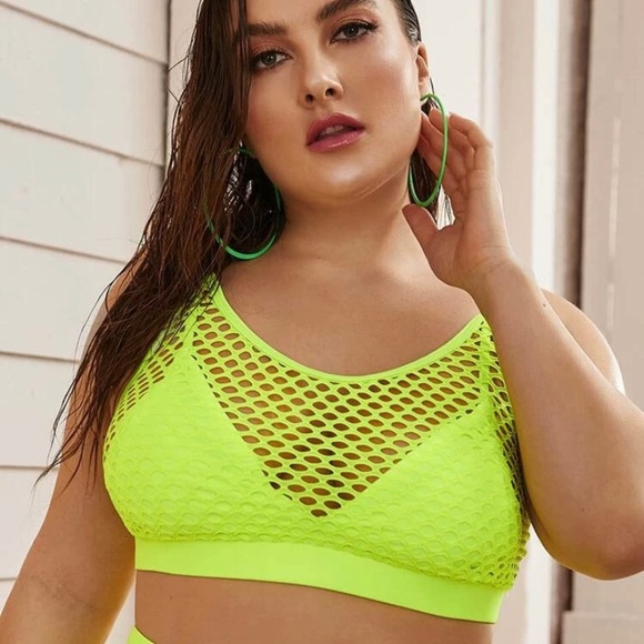 neon fishnet top plus size